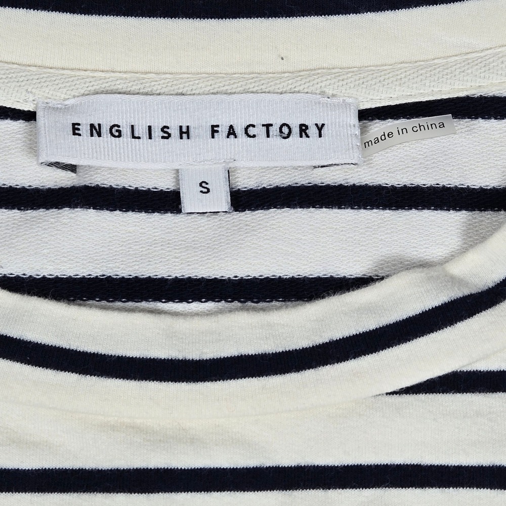 English Factory Breton Striped Long Sleeve Top with Gold Buttons Cream Navy S - Picture 5 of 12